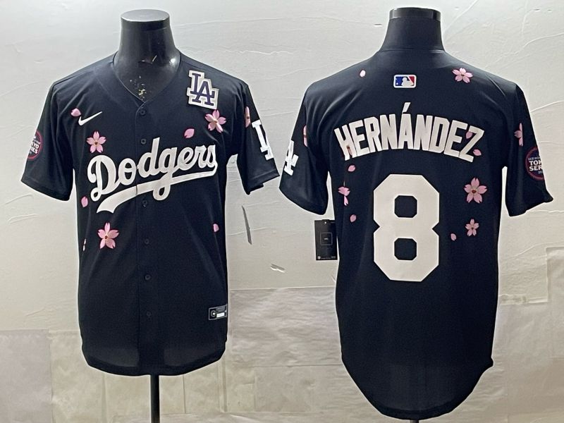 Men 2025 Nike Los Angeles Dodgers #8 Hernandez Black Game MLB Jersey 02->los angeles dodgers->MLB Jersey